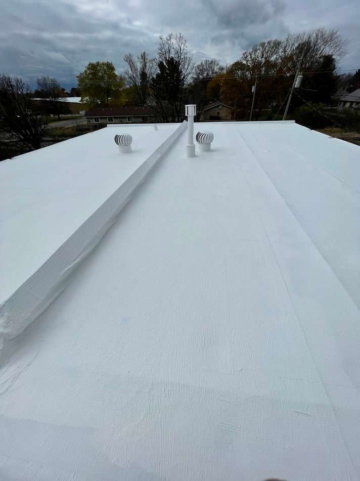 Completed fabric reinforced membrane restoration project demonstrating superior weather resistance and professional installation