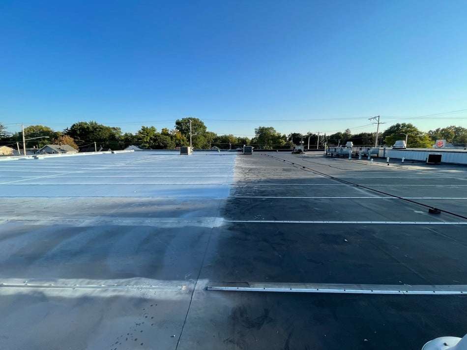 Professional membrane restoration work demonstrating quality installation and expert application techniques by certified contractors