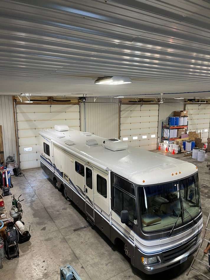RV roof after professional repair and restoration by Roof Tech LLC showing complete transformation